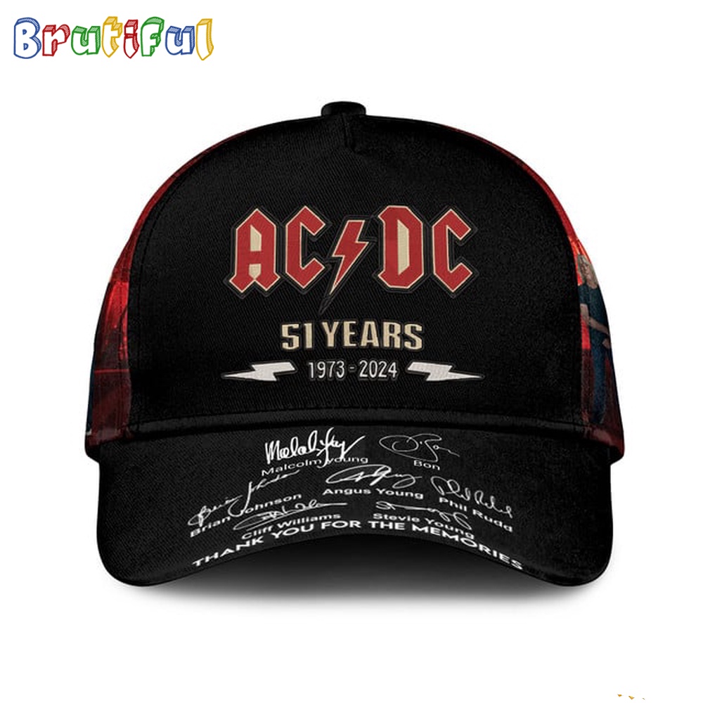 ACDC Band 51 Years 1973 2024 Memories Signature Baseball Cap 1