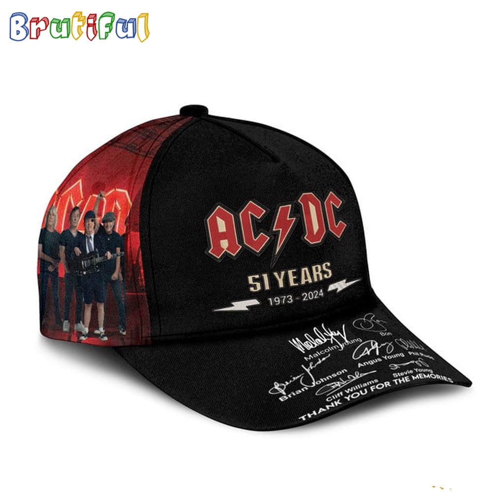 ACDC Band 51 Years 1973 2024 Memories Signature Baseball Cap 2