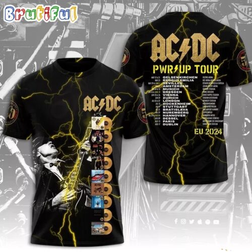 Sweat à Capuche AC/DC World Tour 2024-2025 – Produit Officiel, Coupe Classique, Imprimé Dates