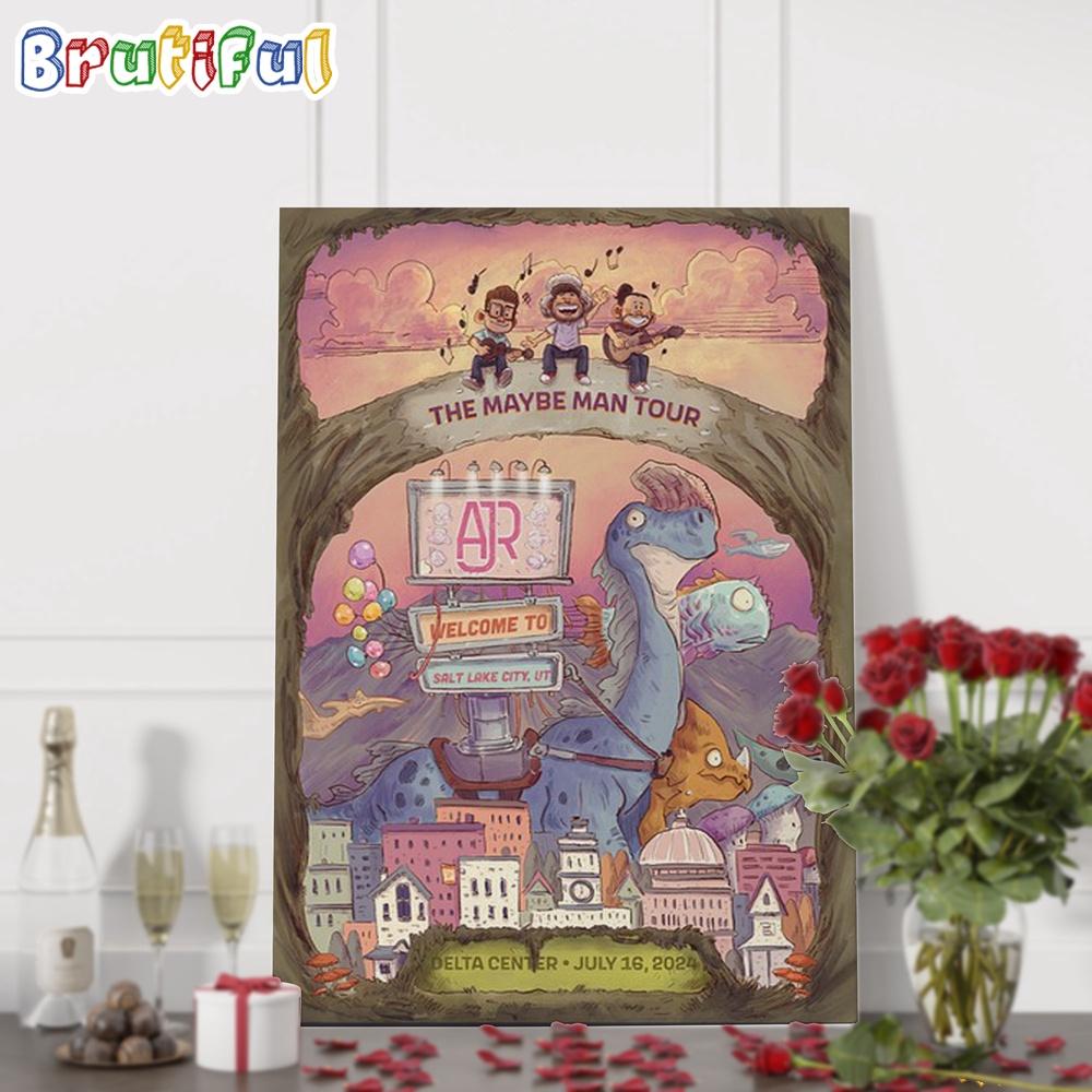 AJR Brothers July 16 2024 Tour Delta Center Salt Lake City UT Wall Art Poster Canvas