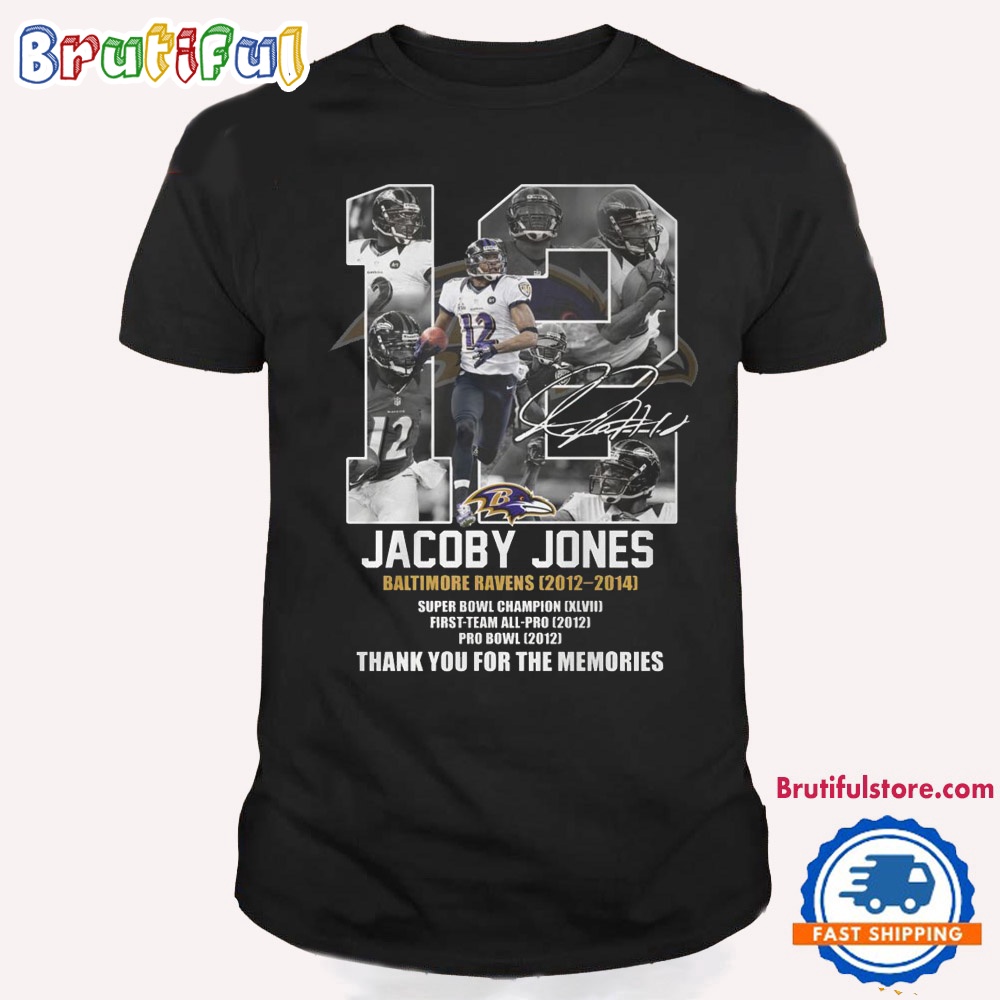 Baltimore Ravens Jacoby Jones 12 Player Signature Graphics T Shirt