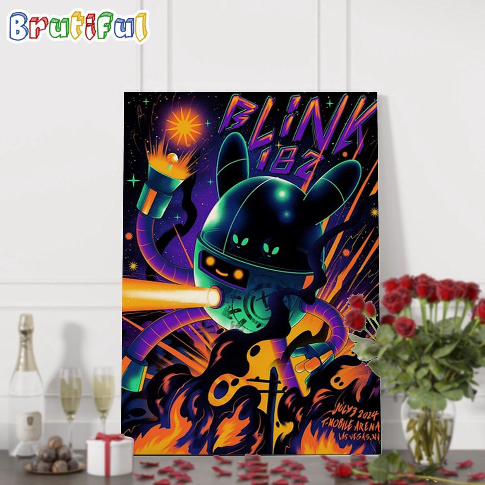 Blink 182 July 3 2024 T Mobile Arena Las Vegas NV Wall Art Poster Canvas