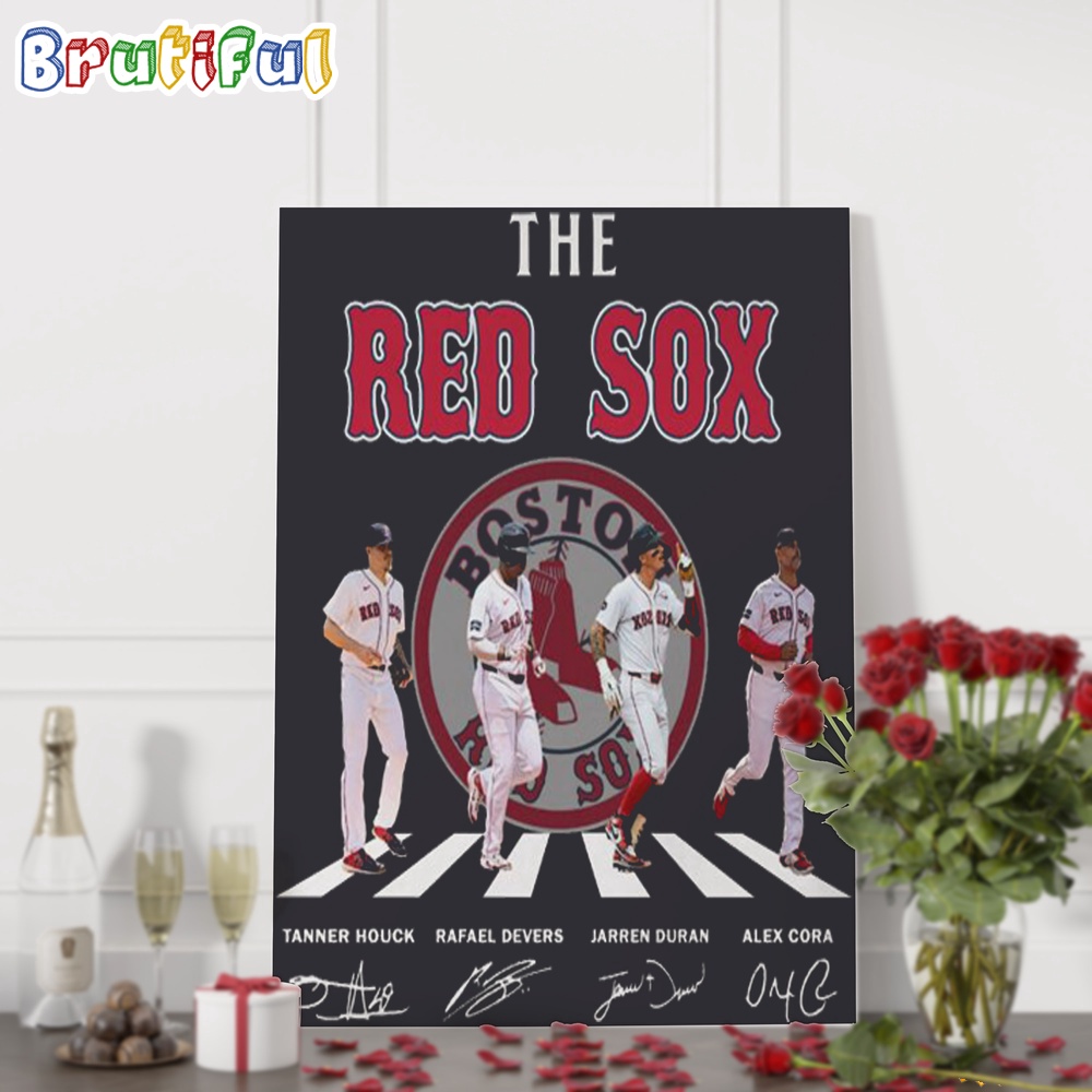 Boston Red Sox Baseball Signature Go On The Road Wall Art Poster Canvas