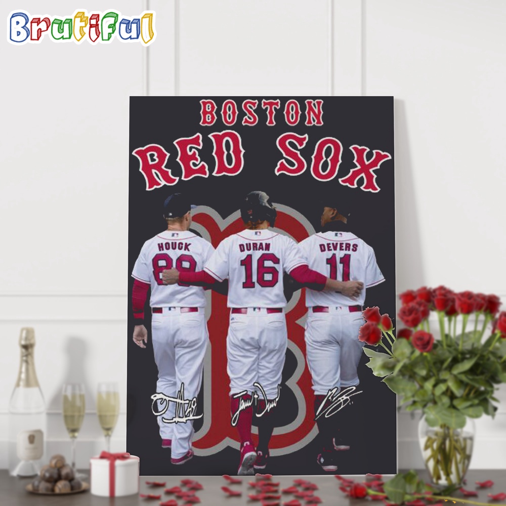 Boston Red Sox Baseball Team Player Graphics Signature Wall Art Poster Canvas