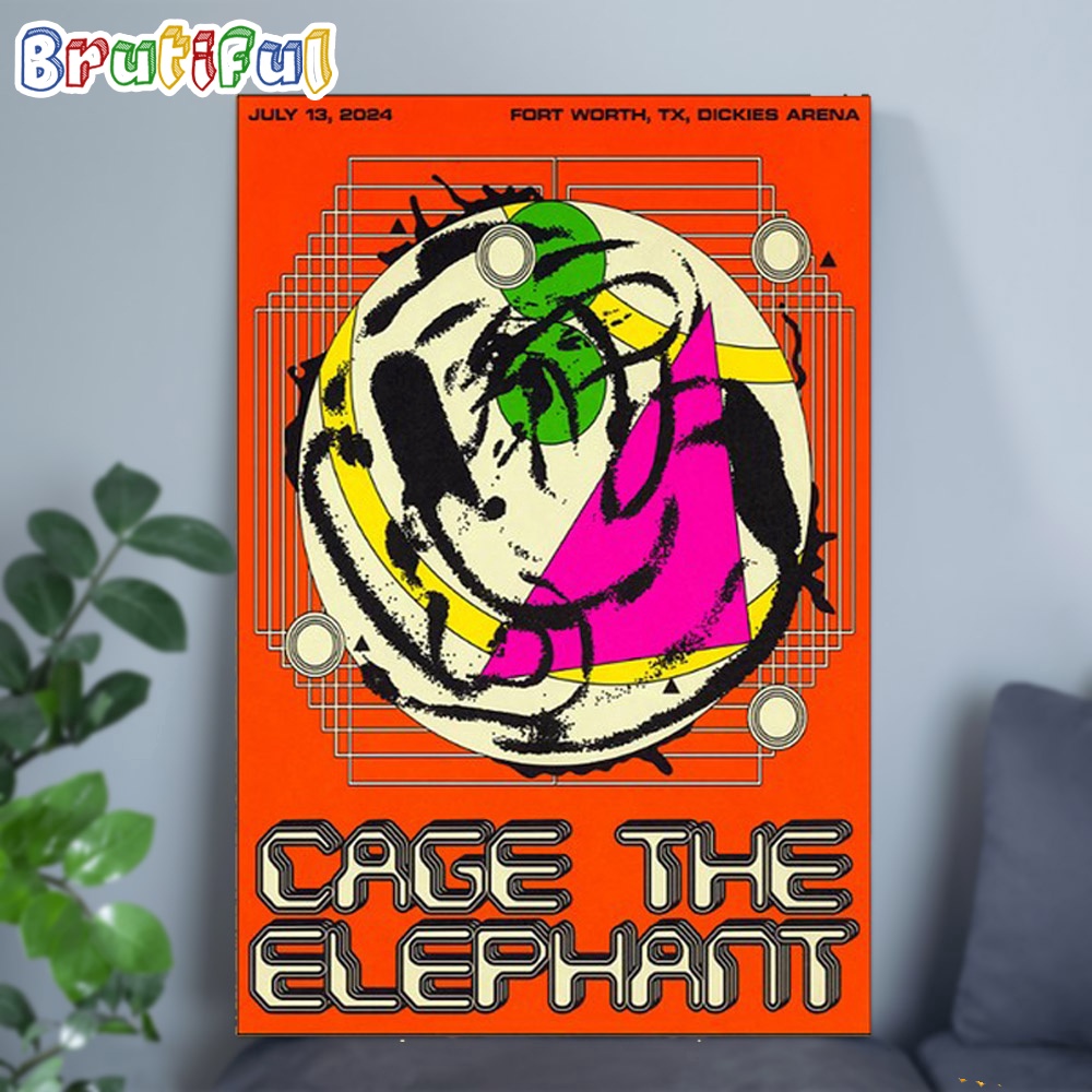 Cage The Elephant July 13 2024 Fort Worth TX Dickies Arena Wall Art Poster Canvas