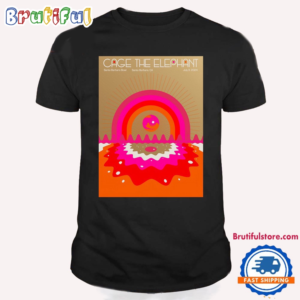 Cage The Elephant July 3 2024 Santa Barbaca Bowl Santa Barbaca CA T Shirt