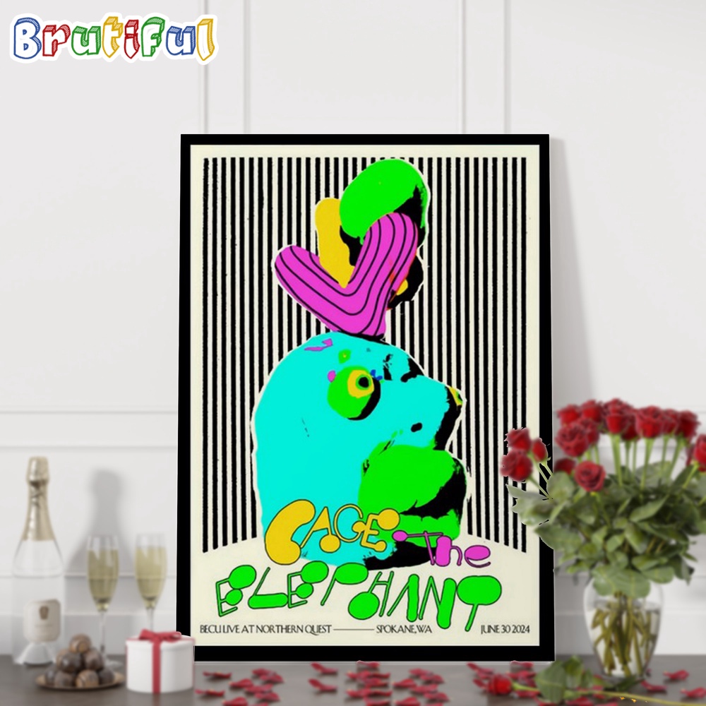 Cage The Elephant June 30 2024 BECU Live at Northern Quest Spokane WA Tour Wall Art Poster Canvas