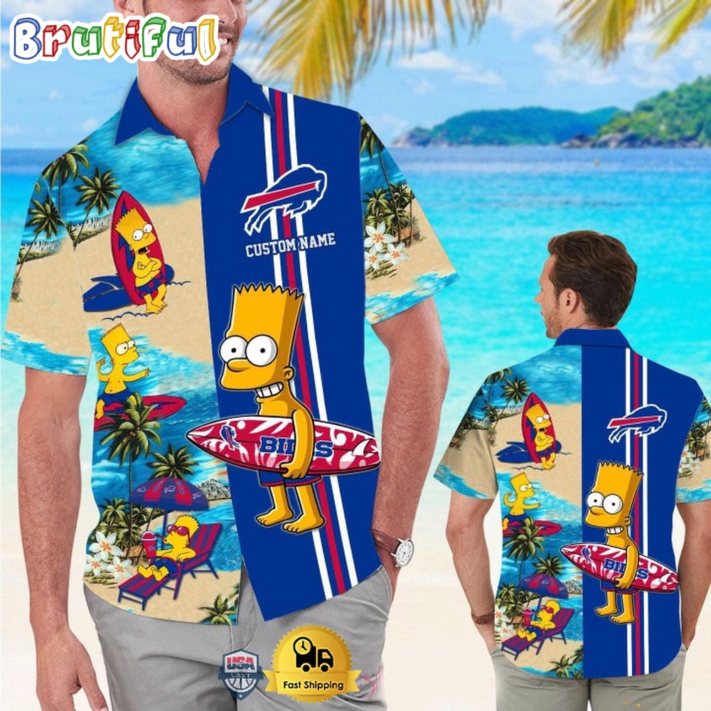 Custom Name NFL Buffalo Bills Special Bart Simpson Tropical Hawaiian Shirt