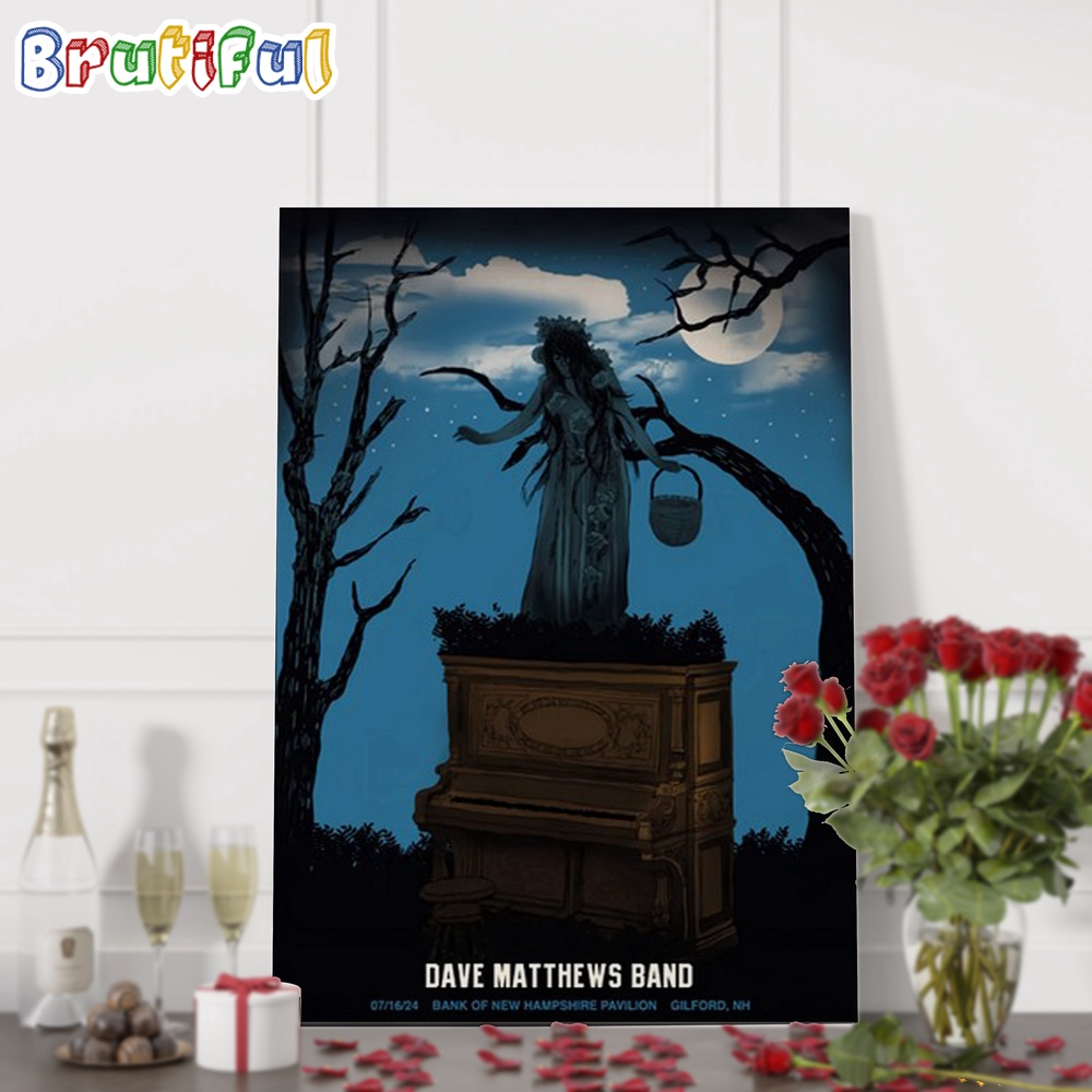 Dave Matthews Band July 16 2024 Tour Bank of New Hampshire Pavilion Gilford NH Wall Art Poster Canvas