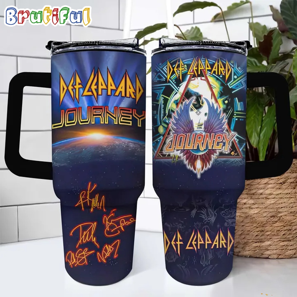 Def Leppard Journey Signature Stanley Tumbler Cup 40Oz