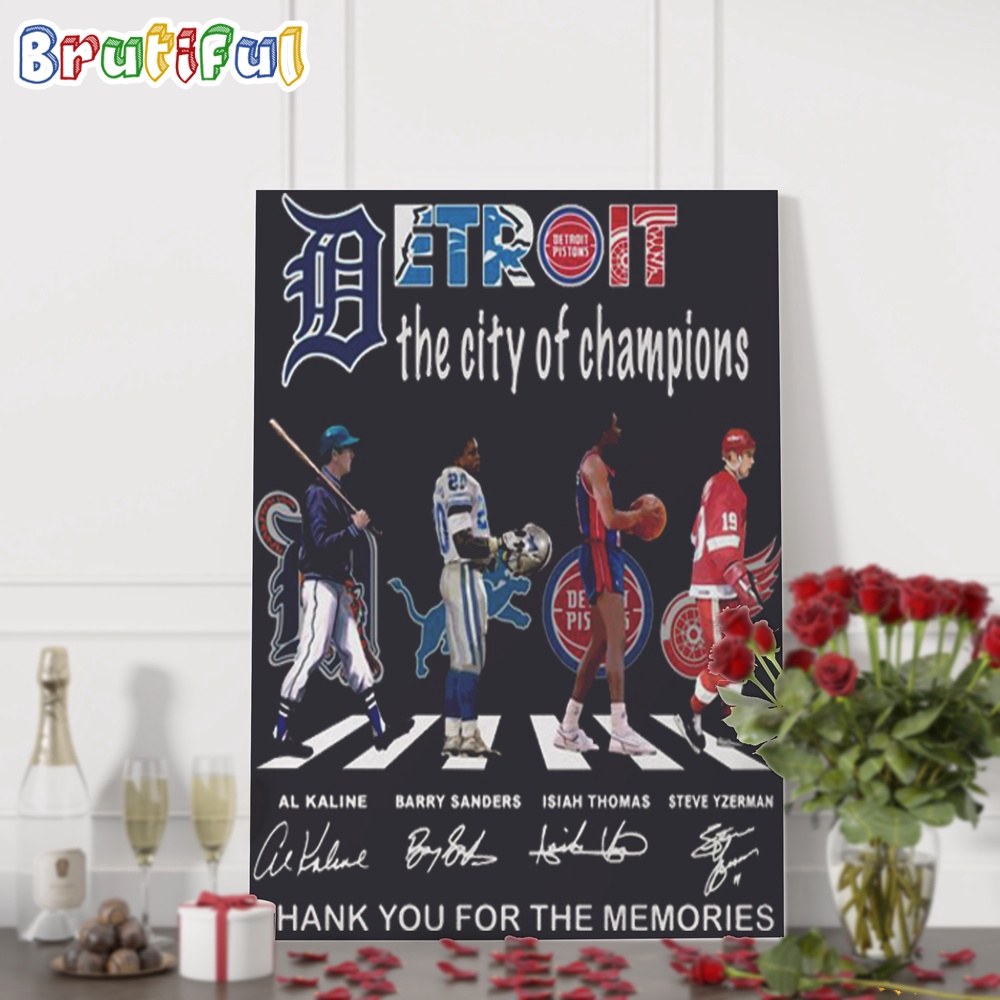 Detroit Sport Team Graphics Signature The City Of Champions Wall Art Poster Canvas
