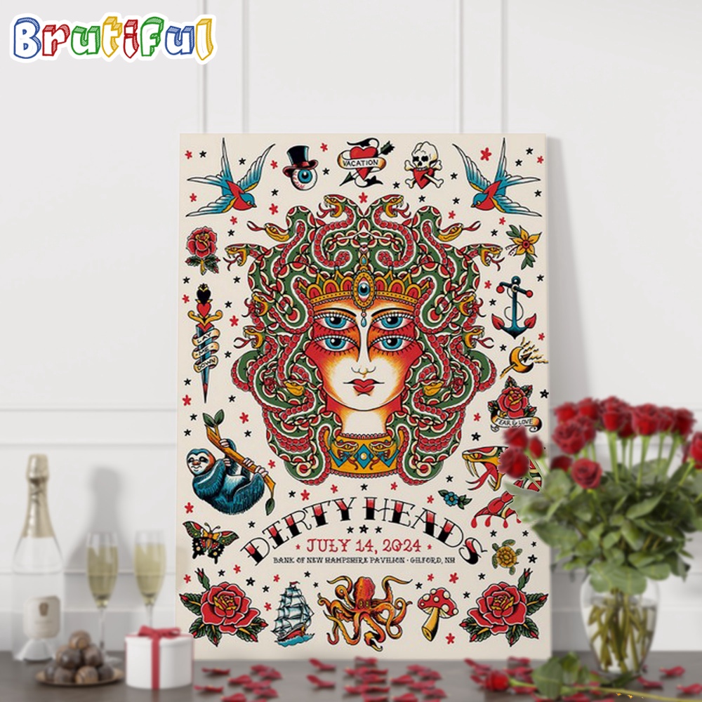 Dirty Heads July 14 2024 Bank of New Hampshire Pavilion Gilford NH Tour Wall Art Poster Canvas