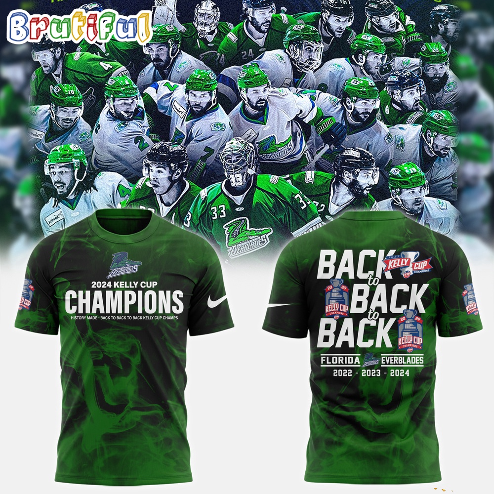Florida Everblades 2024 Kelly Cup Champions 3D Shirt