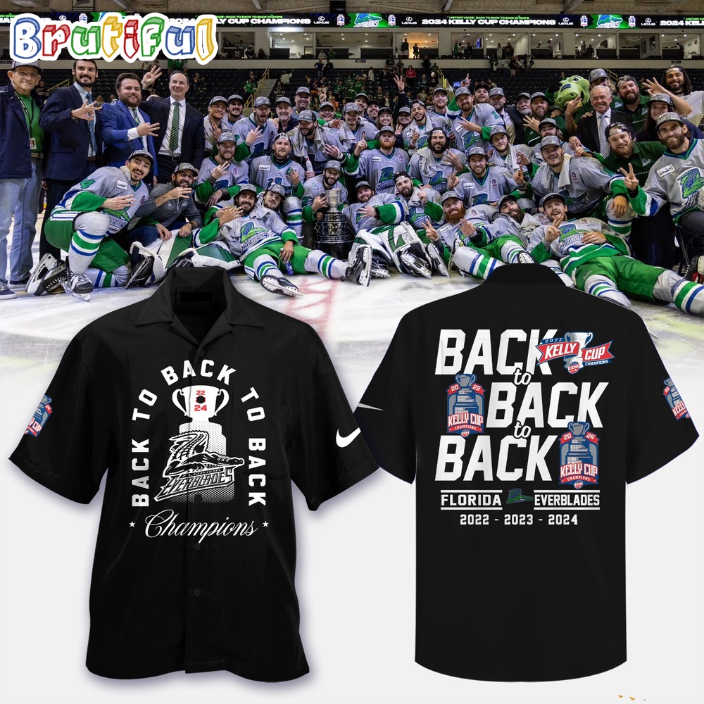 Florida Everblades 2024 Kelly Cup Champions Hawaiian Shirt