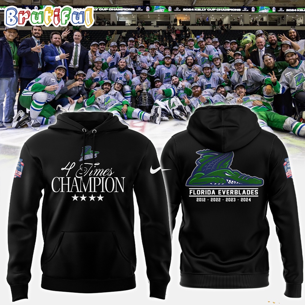 Florida Everblades 4Times Champions 3D Hoodie