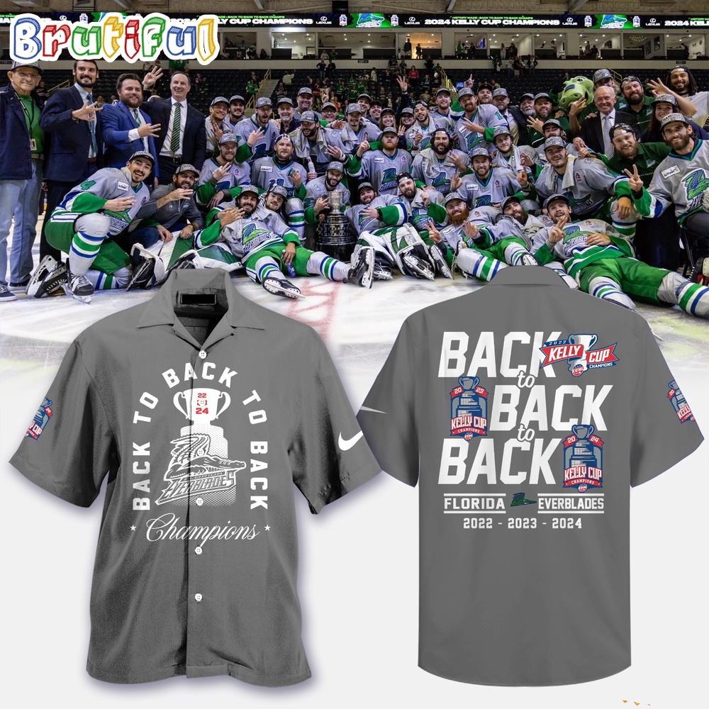 Florida Everblades 4Times Champions Hawaiian Shirt