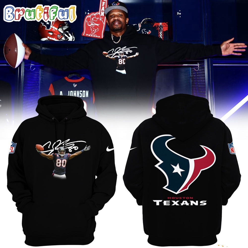 Houston Texans Football Andre Johnson Graphics Signature Design Hoodie