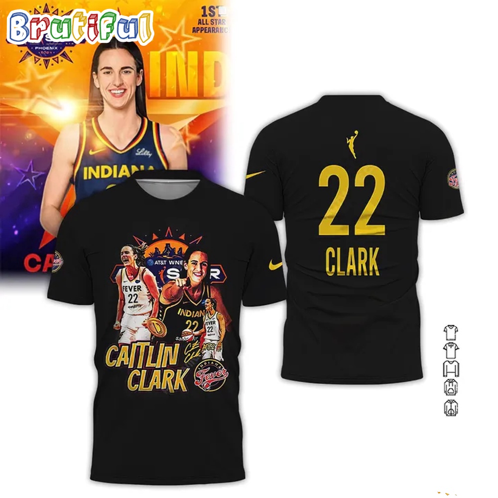 Indiana Fever Caitlin Clark 22 All Star Game Basketball 3D T Shirt