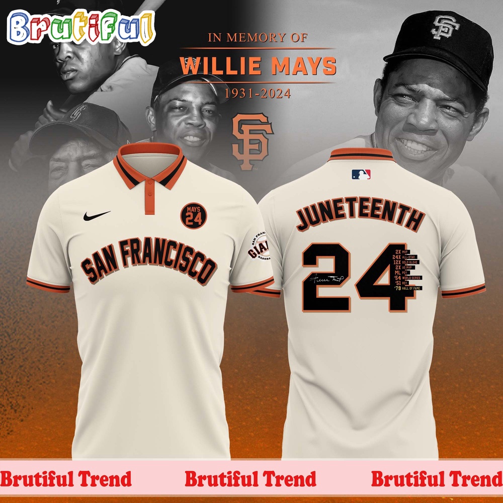 Juneteenth Willie Mays San Francisco Giants 2024 Polo Shirt