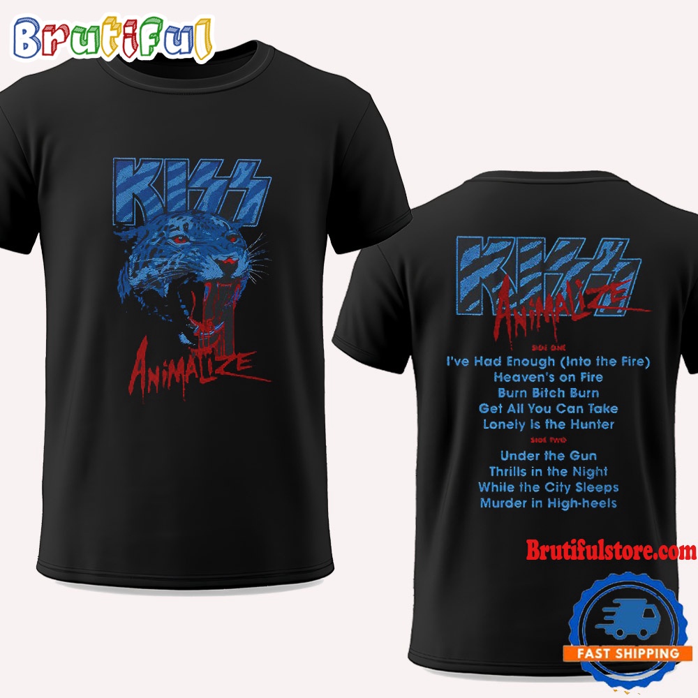 Kiss Animalize 40th Anniversary Tracklist 2024 Vintage T Shirt