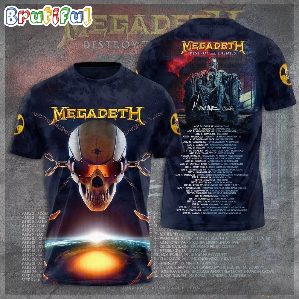 Megadeth Announces Destroy All Enemies Tour 2024 Music Fans Gift T Shirt
