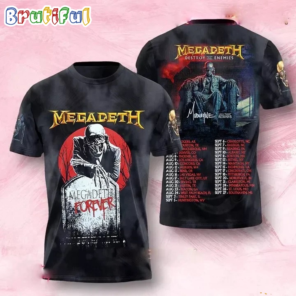 Megadeth Announces Destroy All Enemies Tour 2024 Schedule T Shirt
