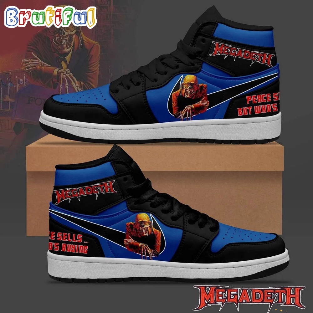 Megadeth Peace Sell But Who's Buying Air Jordan 1 Hightop Shoes