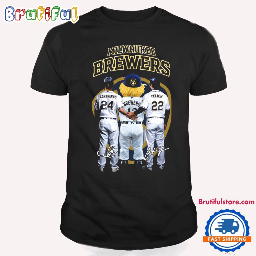 Milwaukee Brewers Mascot Team Player Signature T Shirt