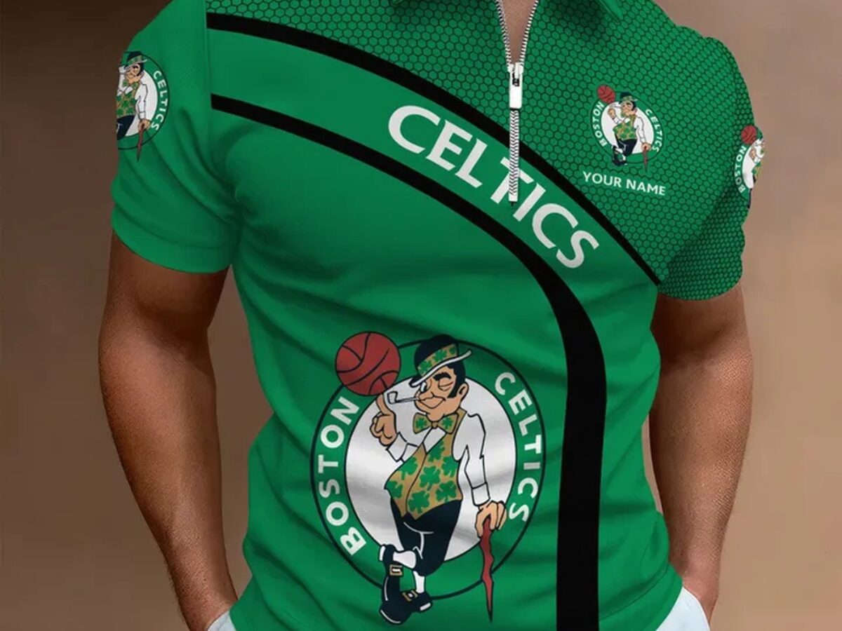 NBA Boston Celtics Basketball Zipper Polo Shirt