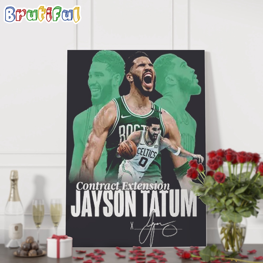 NBA Boston Celtics Jayson Tatum Graphics Signature Design 2024 Champions Wall Art Poster Canvas