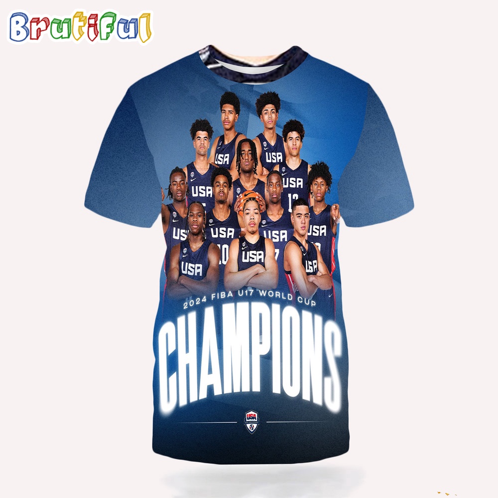 NBA Mens Basketball 2024 Fiba U17 World Cup Champions All Over Print Shirt