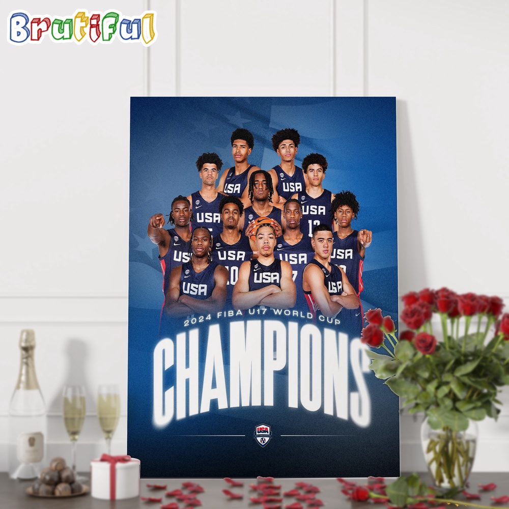 NBA Mens Basketball 2024 Fiba U17 World Cup Champions Wall Art Poster Canvas