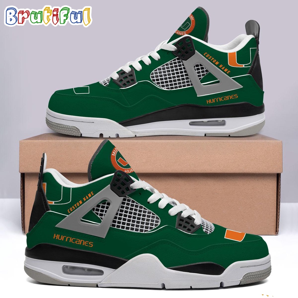NCAA Miami Hurricanes Sport Team Air Jordan 4 Shoes Personalized AJ4 Sneaker 1