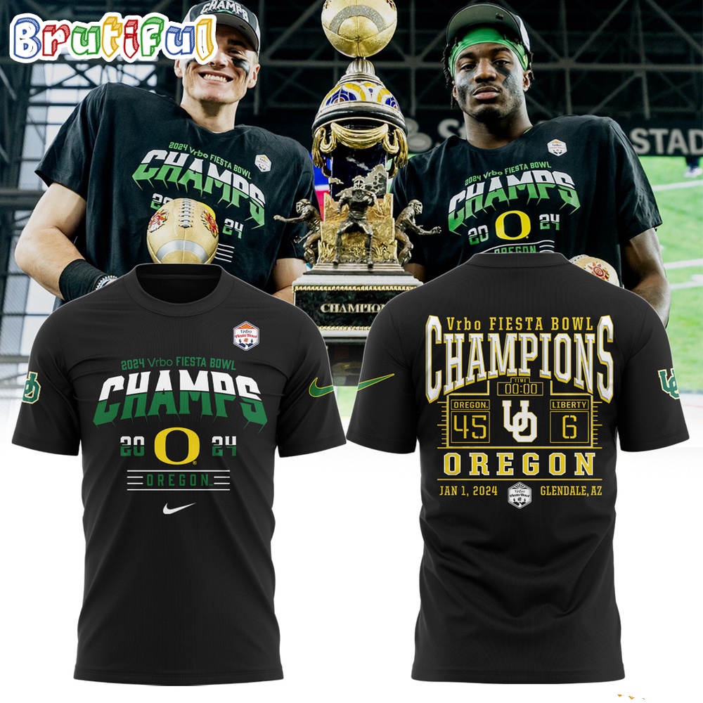 NCAA Oregon Ducks 2024 Vrbo Fiesta Bowl Champs 3D Shirt