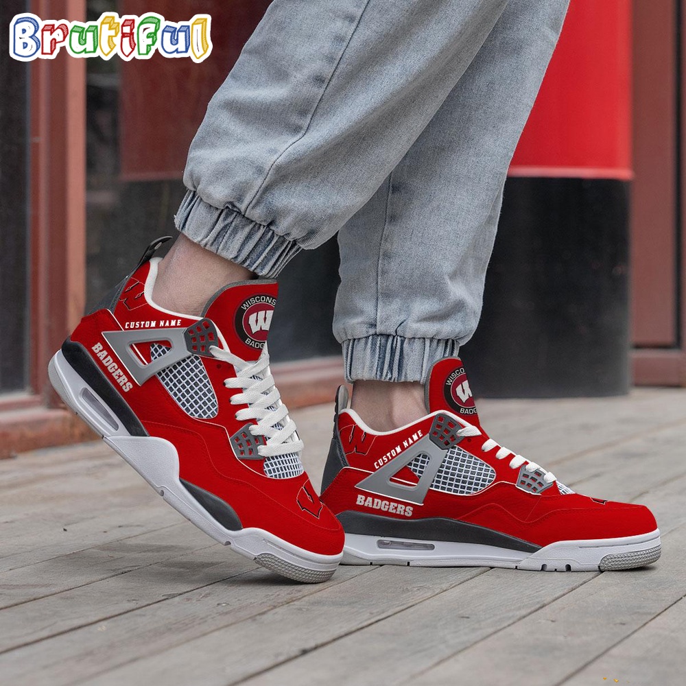NCAA Wisconsin Badgers Sport Team Air Jordan 4 Shoes Personalized AJ4 Sneaker 2