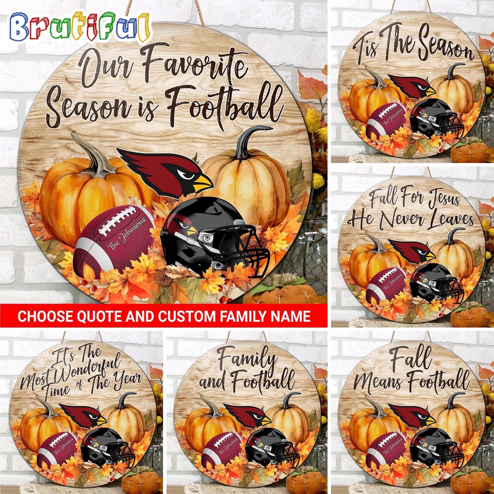NFL Arizona Cardinals Pumpkin Custom Wooden Sign Sport Football Home Decorations 1