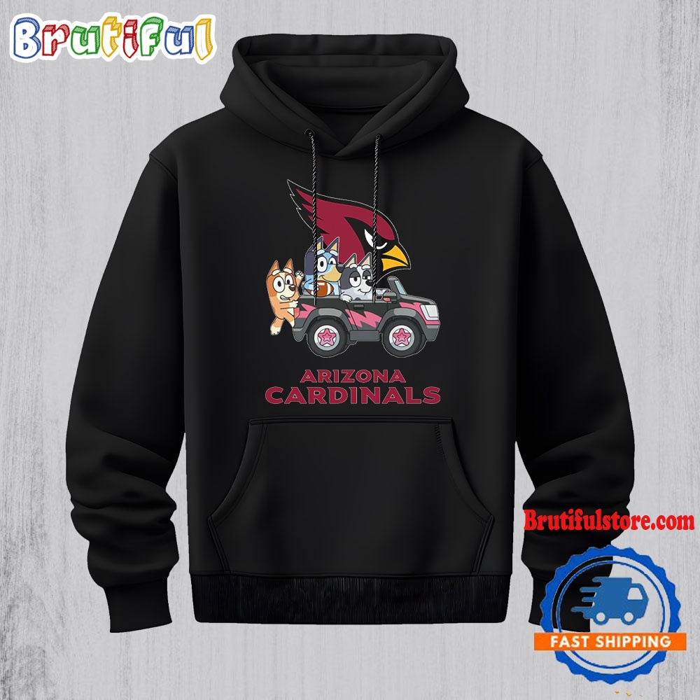 NFL Arizona Cardinals Special Bluey Bingo And Muffin In The Car Hoodie Football Bluey 2D Shirt