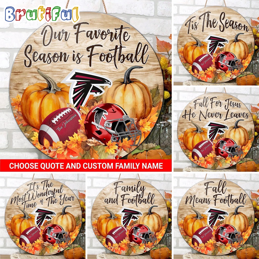 NFL Atlanta Falcons Pumpkin Custom Wooden Sign Sport Football Home Decorations 1