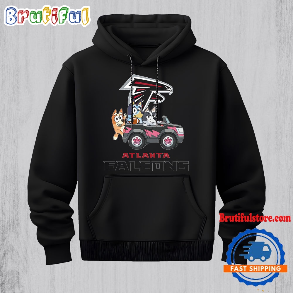 NFL Atlanta Falcons Special Bluey Bingo And Muffin In The Car Hoodie Football Bluey 2D Shirt