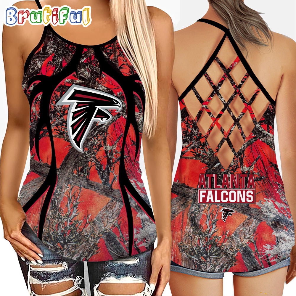 NFL Atlanta Falcons Womens Tank Top Football Team Logo Criss Cross Tank Top