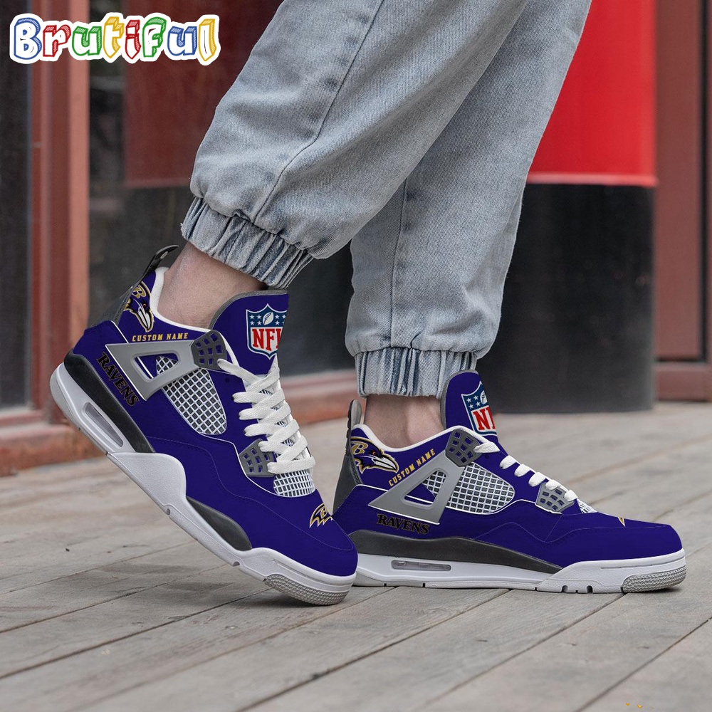 NFL Baltimore Ravens Football Team Air Jordan 4 Shoes Sneaker 2