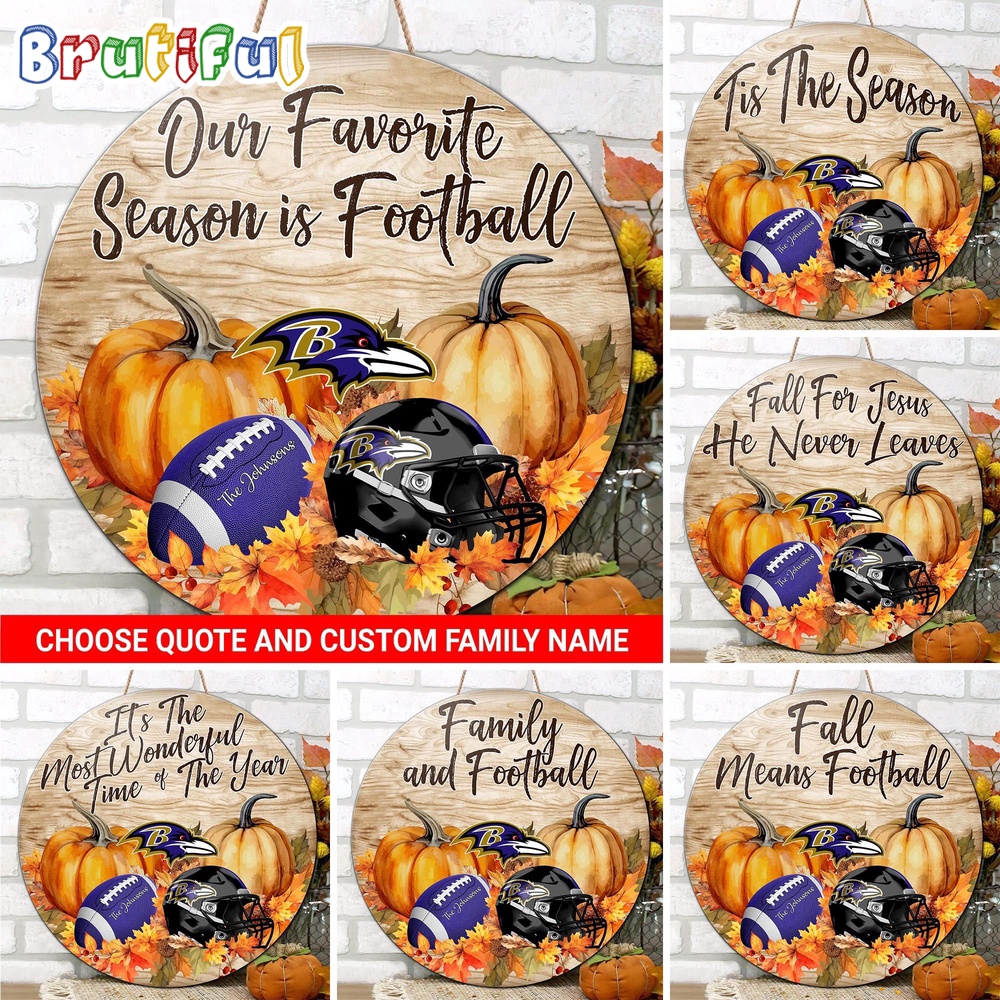 NFL Baltimore Ravens Pumpkin Custom Wooden Sign Sport Football Home Decorations 1
