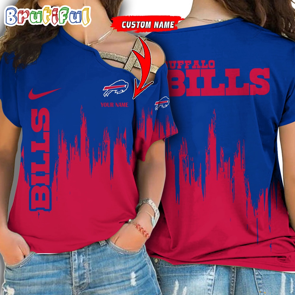 NFL Buffalo Bills Football Team Logo Design One Shoulder Shirt 1