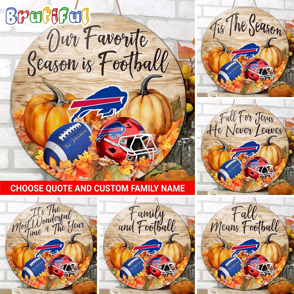 NFL Buffalo Bills Pumpkin Custom Wooden Sign Sport Football Home Decorations 1