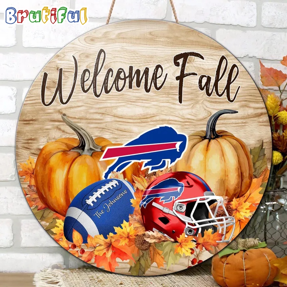 NFL Buffalo Bills Pumpkin Custom Wooden Sign Sport Football Home Decorations 2