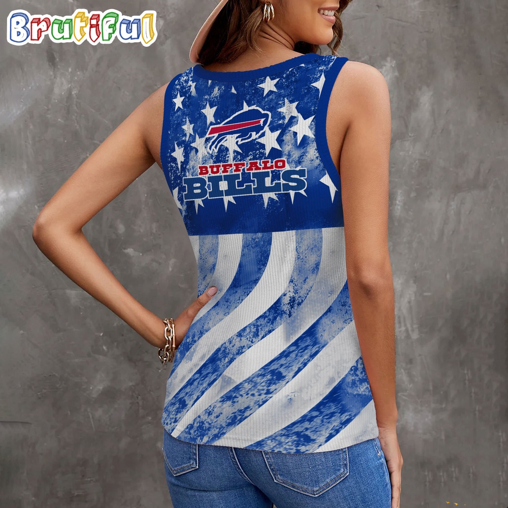 NFL Buffalo Bills Special American Flag Women V Neck Ribbed Tank Top 2