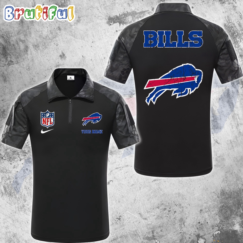 NFL Buffalo Bills Tactical Polo Shirt Custom Football Zip Polo Shirt
