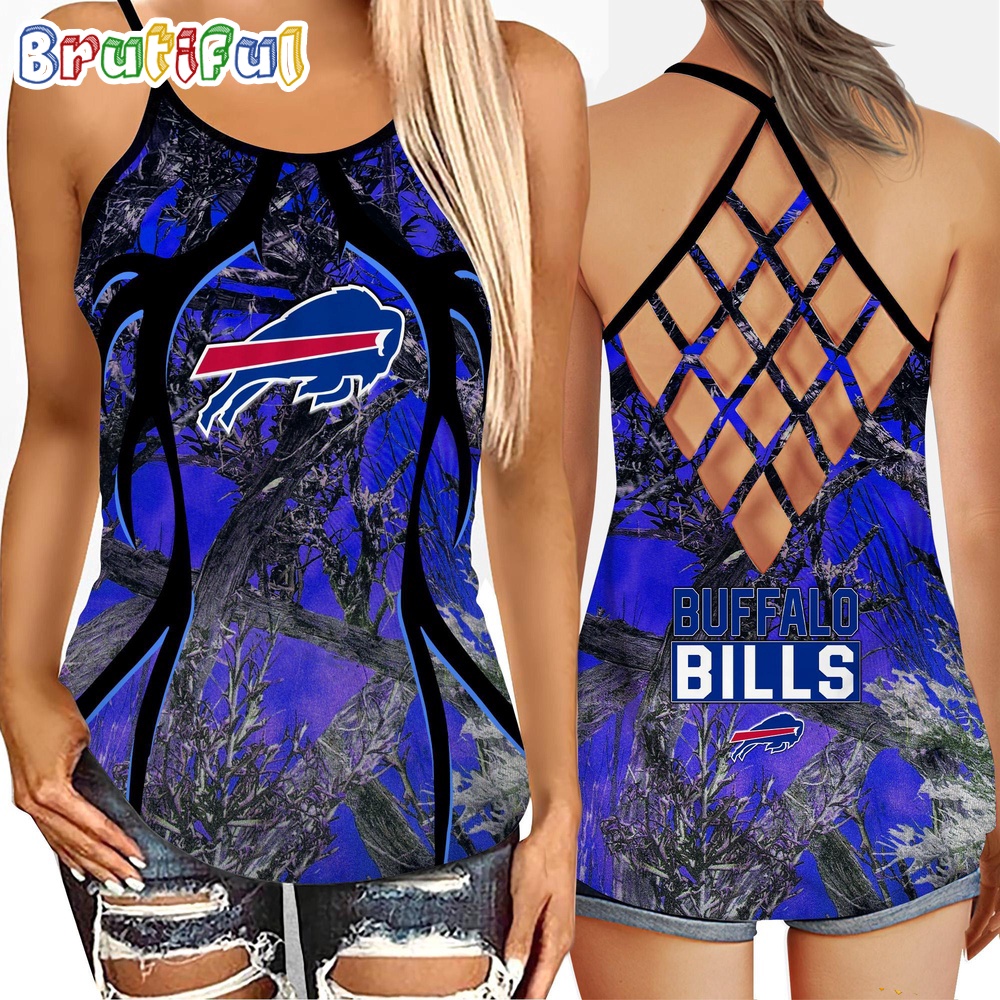 NFL Buffalo Bills Womens Tank Top Football Team Logo Criss Cross Tank Top