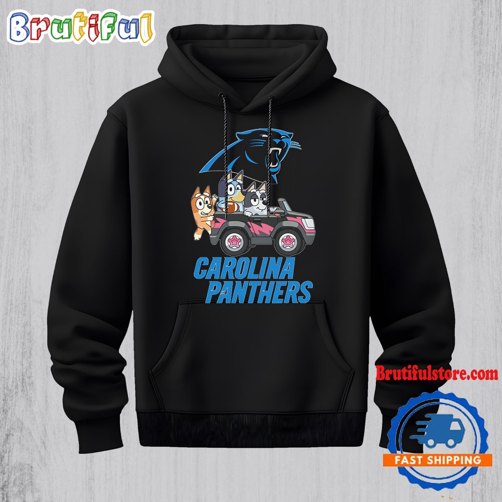 NFL Carlonia Panthers Special Bluey Bingo And Muffin In The Car Hoodie Football Bluey 2D Shirt