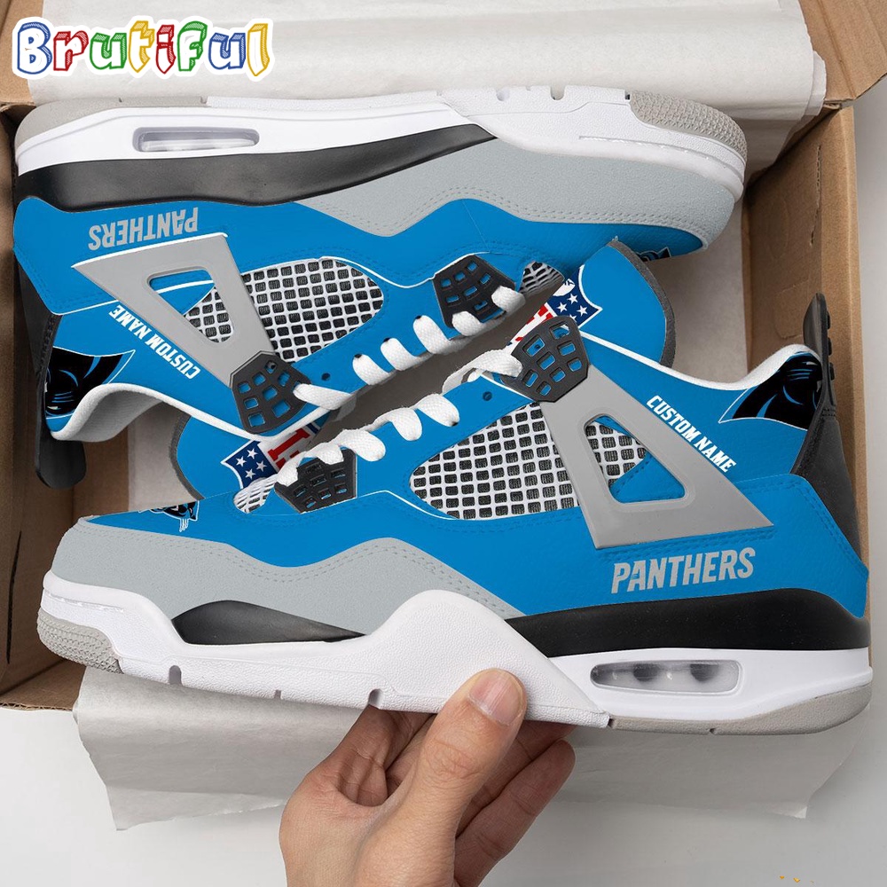 NFL Carolina Panthers Football Team Air Jordan 4 Shoes Personalized AJ4 Sneaker 1